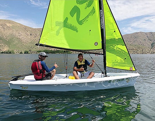 Two kids sailing on Lucky Peak, Idaho